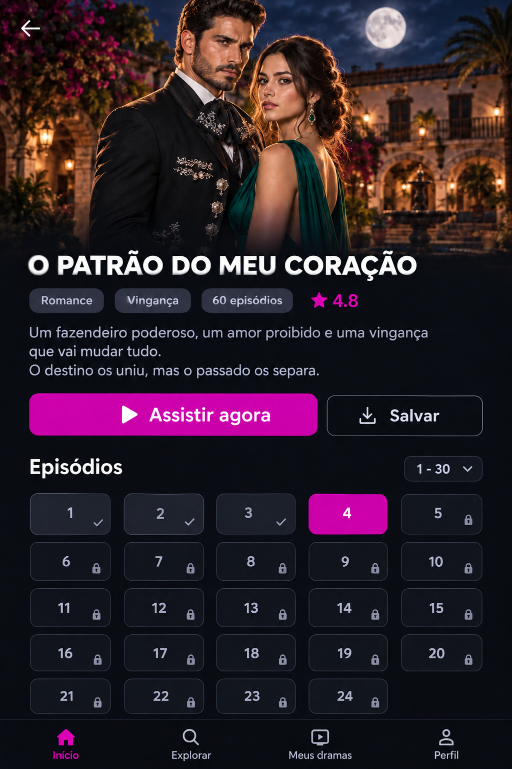 Página da série com a lista de episódios